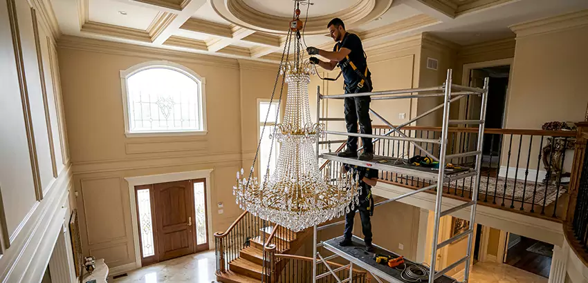 Two-Story Foyer Chandelier Installation in Blacklick